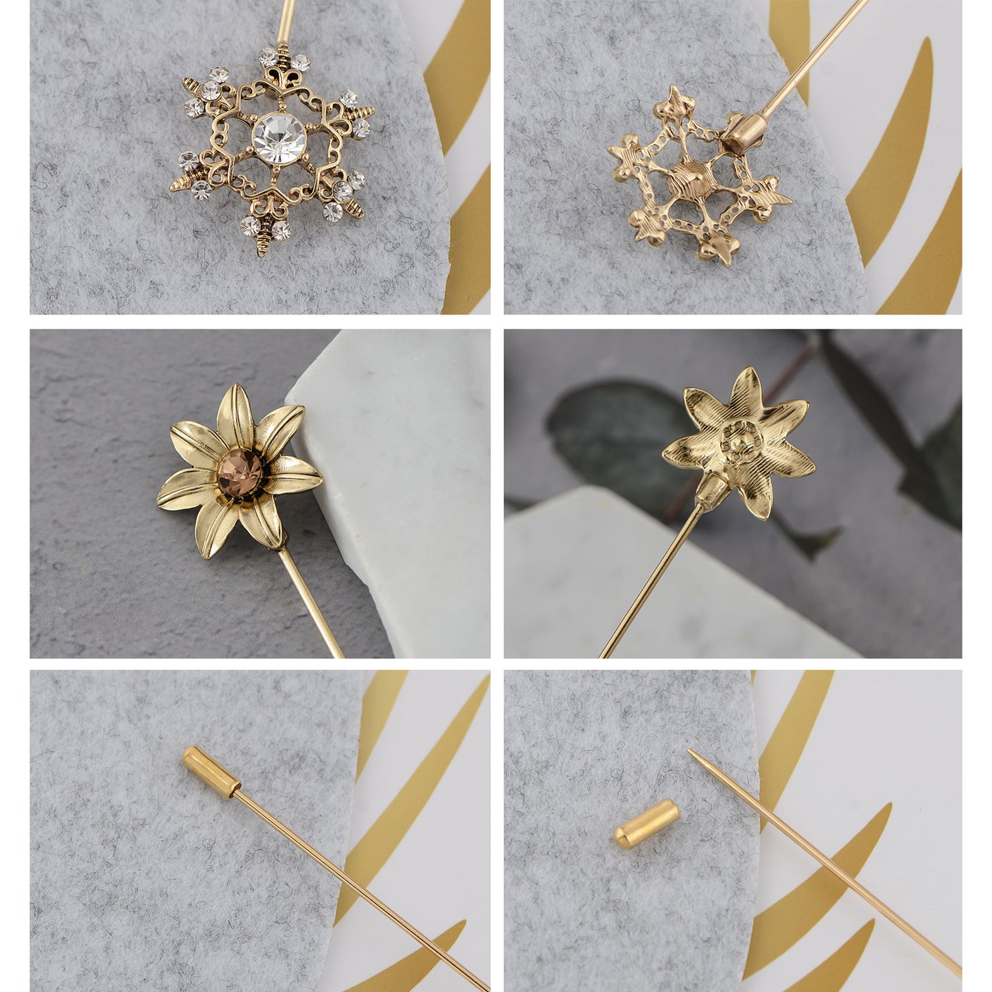Alilang Gold Tone Hat Pin Set Equipped with Sparkling Crystal Diamond Gewelry Accessories