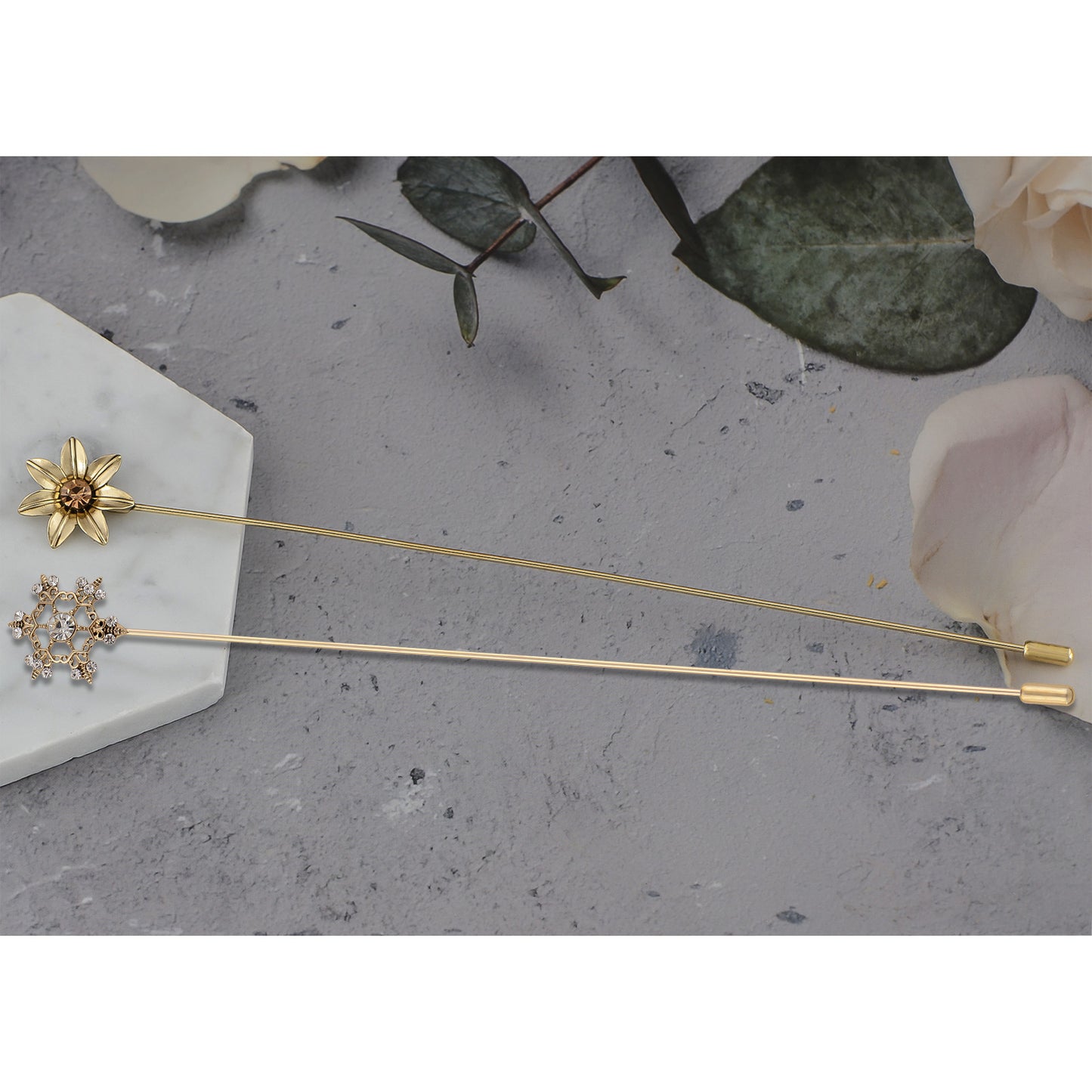 Alilang Gold Tone Hat Pin Set Equipped with Sparkling Crystal Diamond Gewelry Accessories