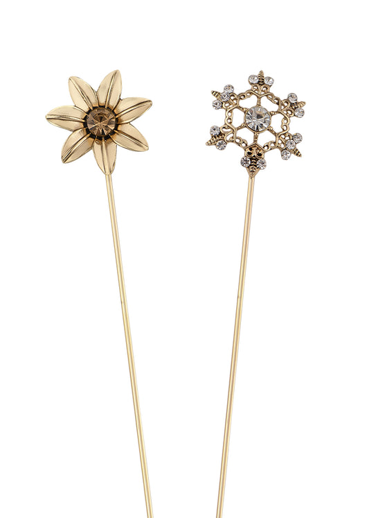 Alilang Gold Tone Hat Pin Set Equipped with Sparkling Crystal Diamond Gewelry Accessories