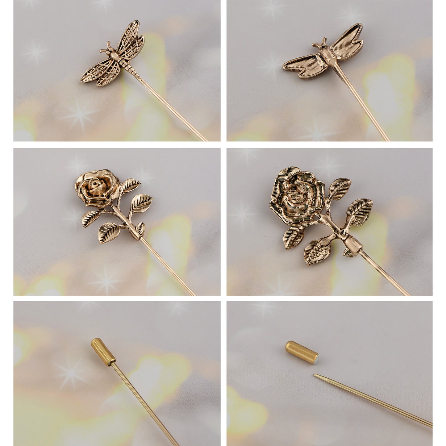 Alilang Gold Tone Hat Pin Set Equipped with Sparkling Crystal Diamond Gewelry Accessories