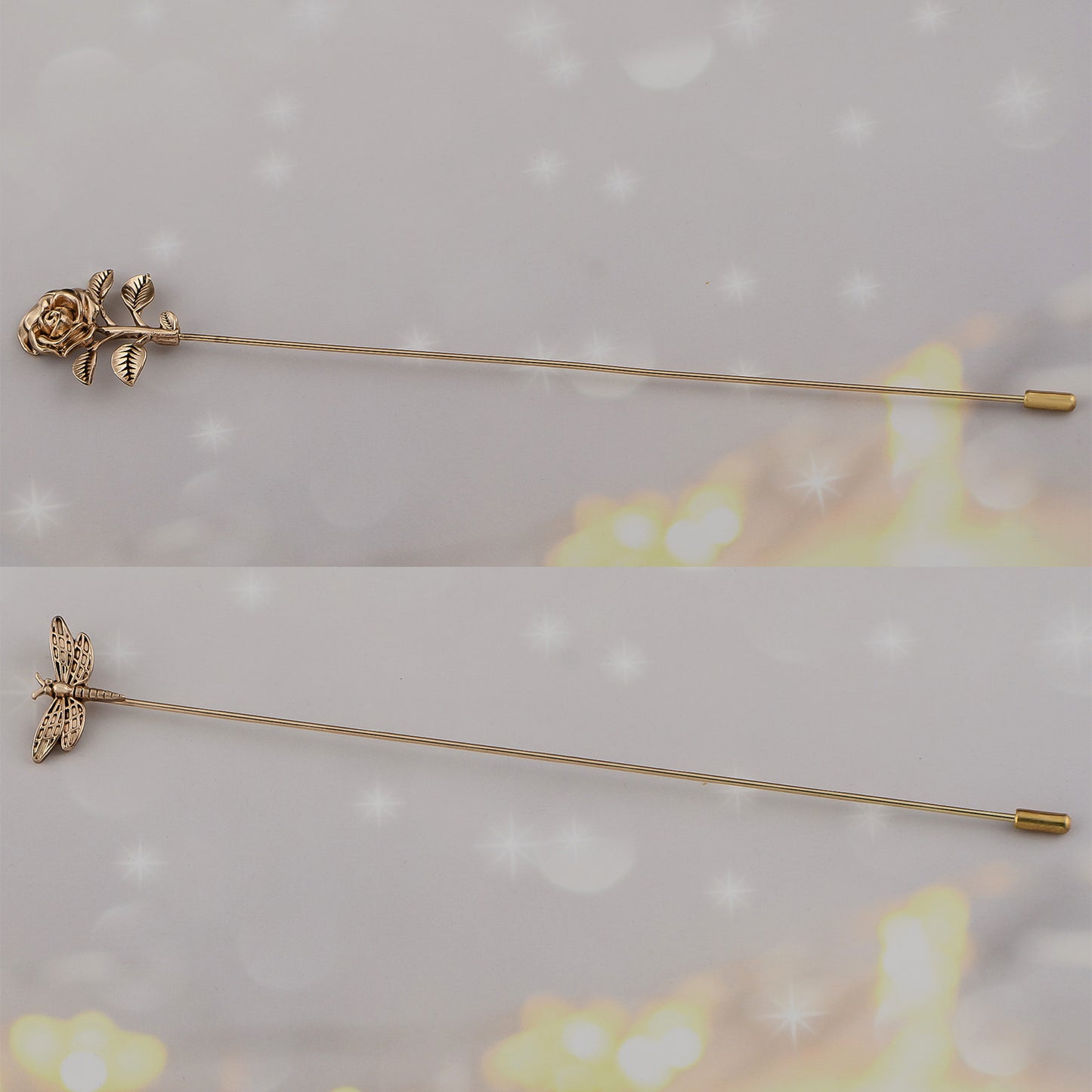 Alilang Gold Tone Hat Pin Set Equipped with Sparkling Crystal Diamond Gewelry Accessories