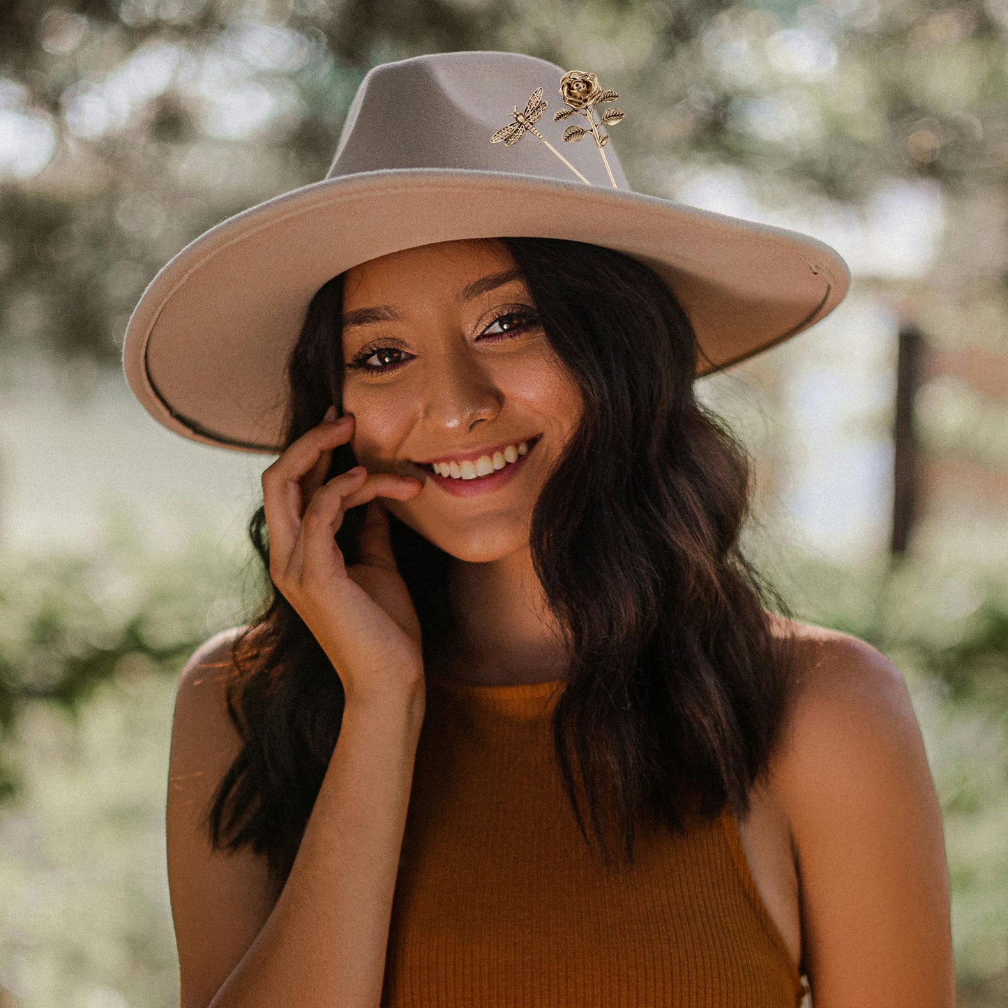 Alilang Gold Tone Hat Pin Set Equipped with Sparkling Crystal Diamond Gewelry Accessories