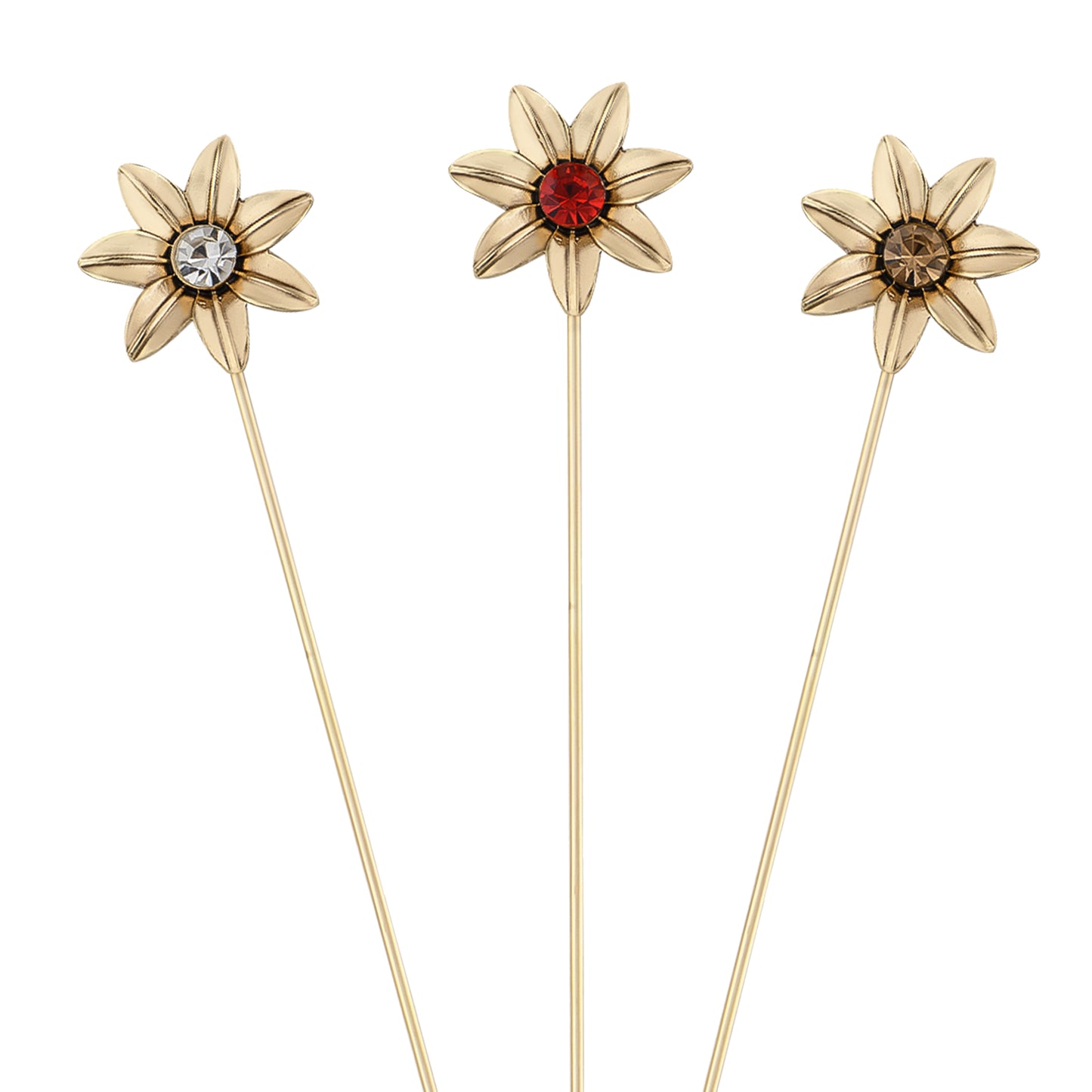 Alilang Vintage 3Pcs Long Stick Hat Pin Crystal Flower and Butterfly for Classic Hat and Lapel Brooch Pins Accessorizin