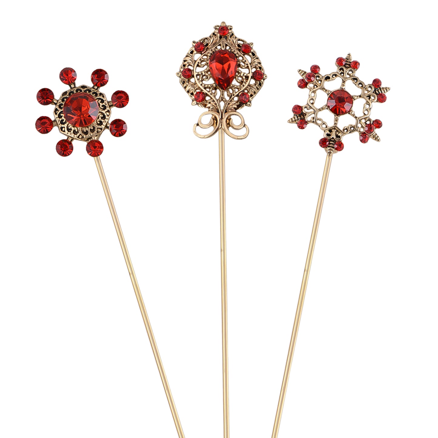 Alilang Vintage 3Pcs Long Stick Hat Pin Crystal Flower and Butterfly for Classic Hat and Lapel Brooch Pins Accessorizin