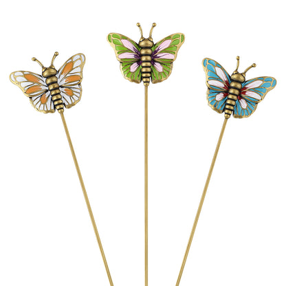 Alilang Vintage 3Pcs Long Stick Hat Pin Set with Butterfly Flower and Insect Designs for Lapel Brooch Hat Outdoor Accessory