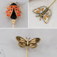 Alilang Vintage 3Pcs Long Stick Hat Pin Set with Butterfly Flower and Insect Designs for Lapel Brooch Hat Outdoor Accessory