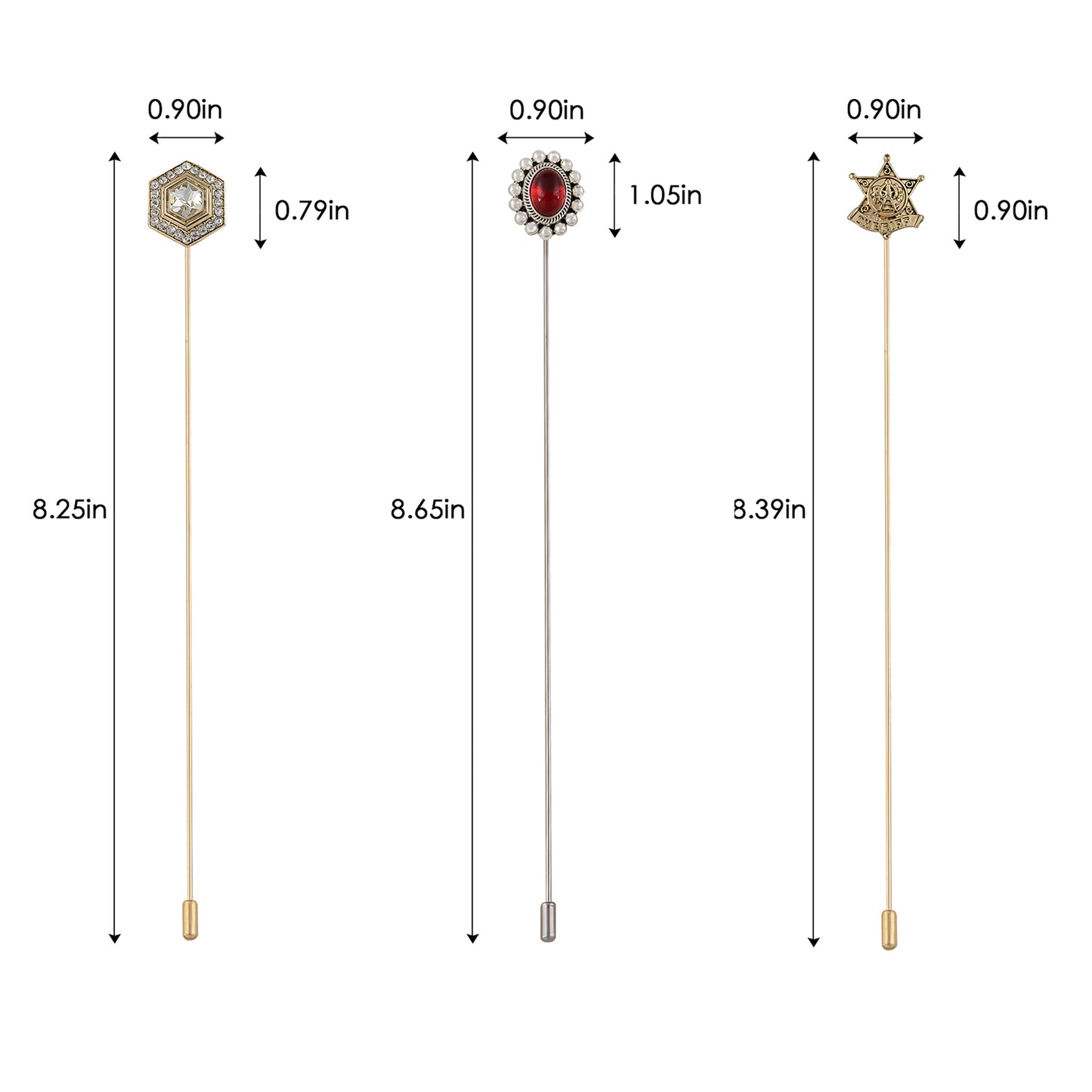 Alilang Vintage 3Pcs Long Stick Hat Pin Set with Butterfly Flower and Insect Designs for Lapel Brooch Hat Outdoor Accessory