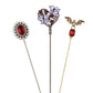 Alilang Vintage 3Pcs Long Stick Hat Pin Set with Butterfly Flower and Insect Designs for Lapel Brooch Hat Outdoor Accessory