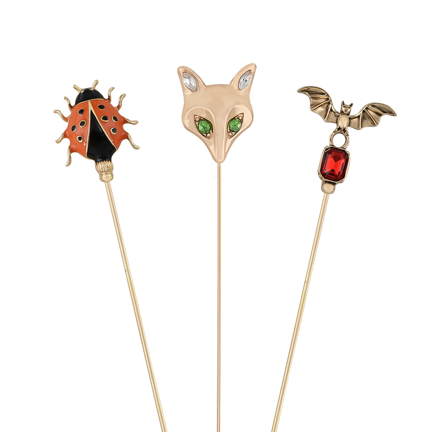 Alilang Vintage 3Pcs Long Stick Hat Pin Set with Butterfly Flower and Insect Designs for Lapel Brooch Hat Outdoor Accessory