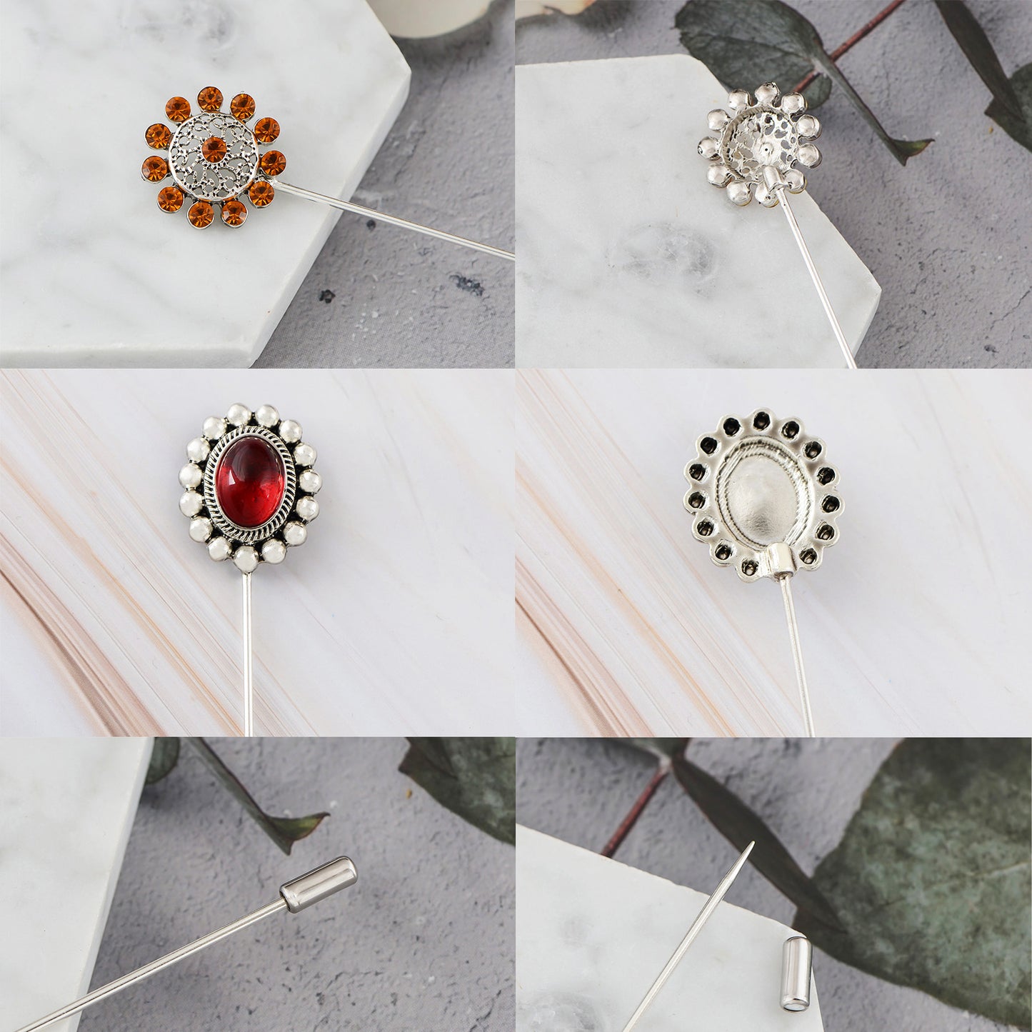 Alilang 3Pcs Vintage Long Handle Hat Pins Jewelry Different Shapes Funny Pins are Suitable for Hats Scarves Clothing