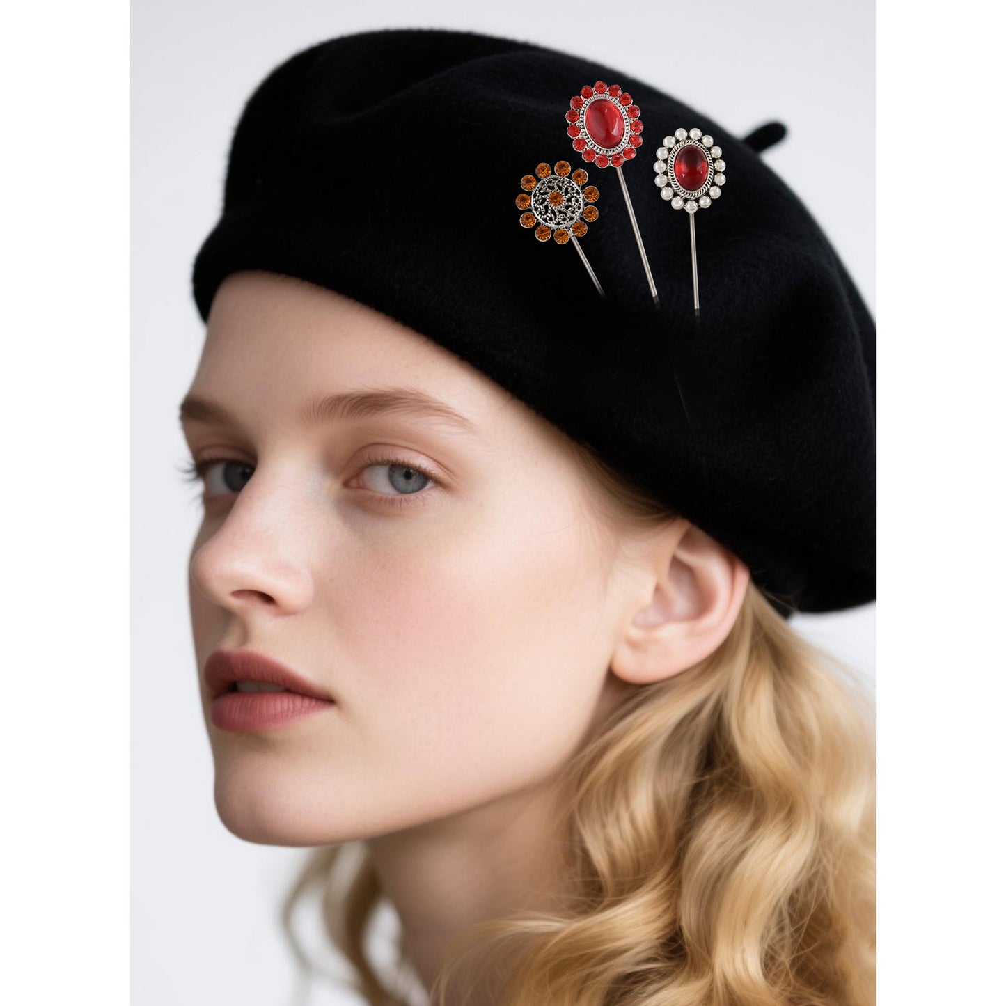 Alilang 3Pcs Vintage Long Handle Hat Pins Jewelry Different Shapes Funny Pins are Suitable for Hats Scarves Clothing