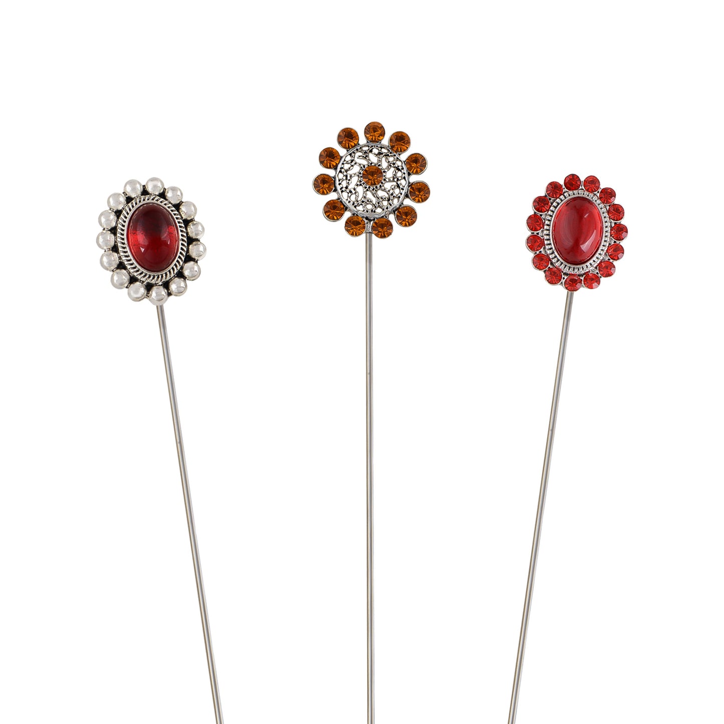Alilang 3Pcs Vintage Long Handle Hat Pins Jewelry Different Shapes Funny Pins are Suitable for Hats Scarves Clothing