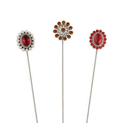 Alilang 3Pcs Vintage Long Handle Hat Pins Jewelry Different Shapes Funny Pins are Suitable for Hats Scarves Clothing