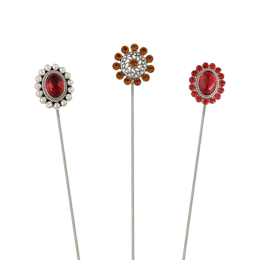 Alilang 3Pcs Vintage Long Handle Hat Pins Jewelry Different Shapes Funny Pins are Suitable for Hats Scarves Clothing