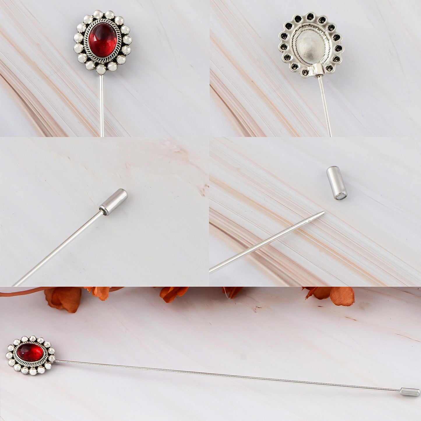 Alilang 3Pcs Vintage Long Handle Hat Pins Jewelry Different Shapes Funny Pins are Suitable for Hats Scarves Clothing