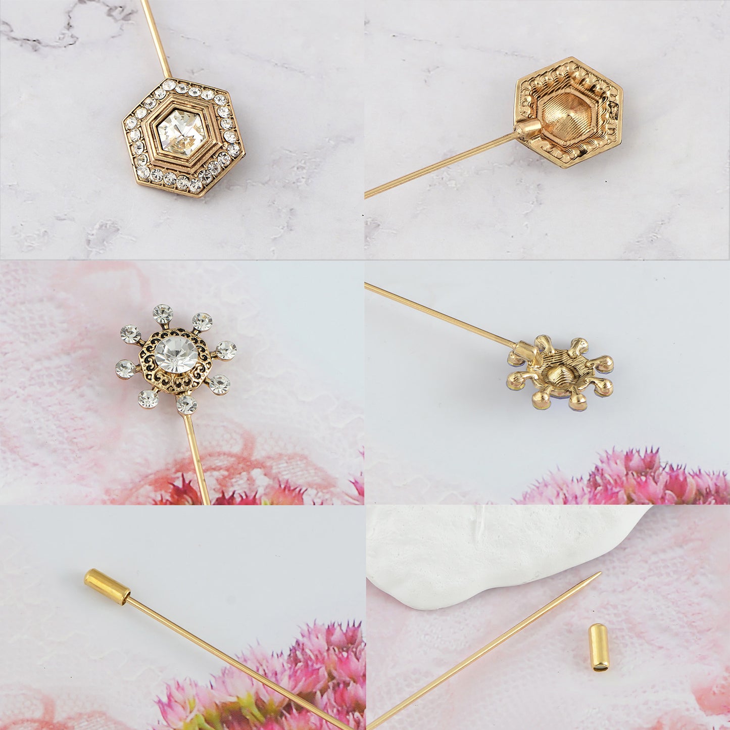 Alilang 3Pcs Vintage Long Handle Hat Pins Jewelry Different Shapes Funny Pins are Suitable for Hats Scarves Clothing