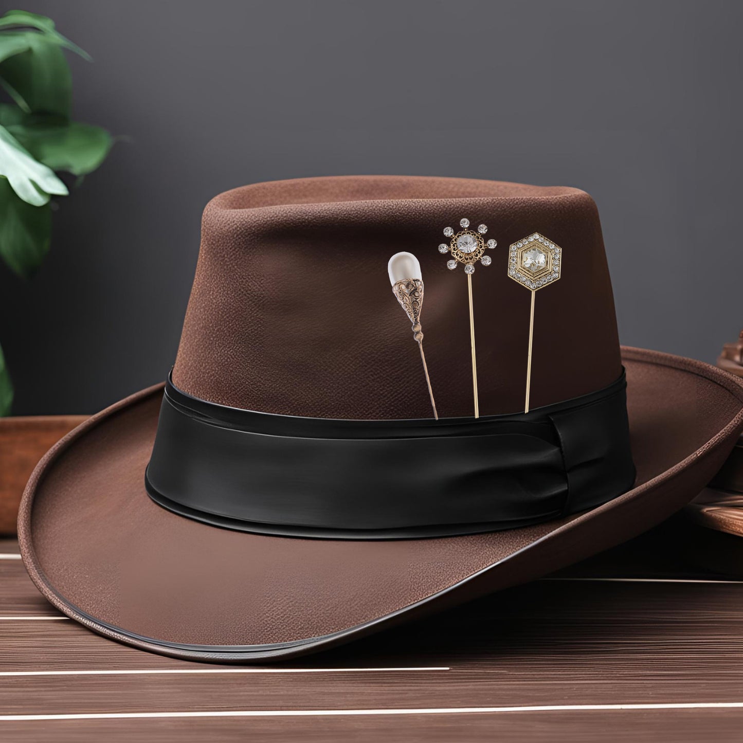 Alilang 3Pcs Vintage Long Handle Hat Pins Jewelry Different Shapes Funny Pins are Suitable for Hats Scarves Clothing