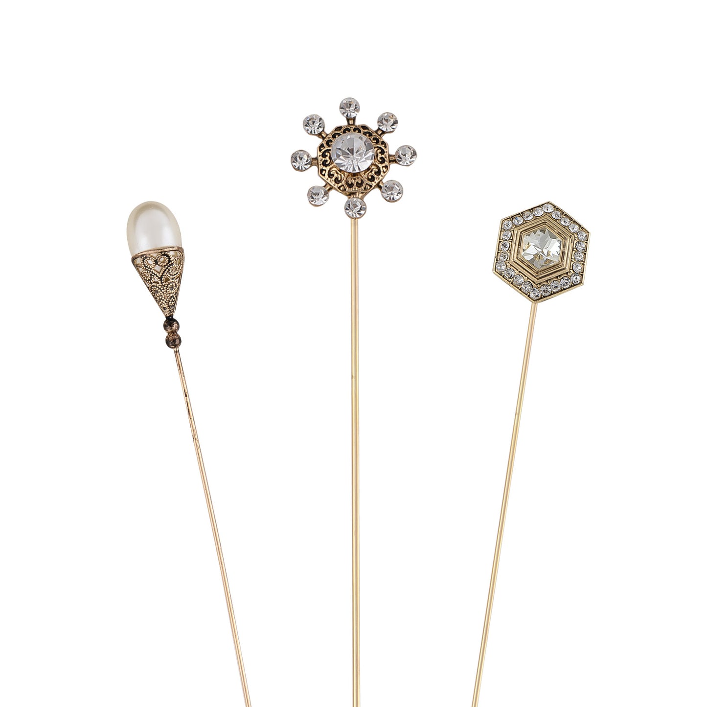 Alilang 3Pcs Vintage Long Handle Hat Pins Jewelry Different Shapes Funny Pins are Suitable for Hats Scarves Clothing