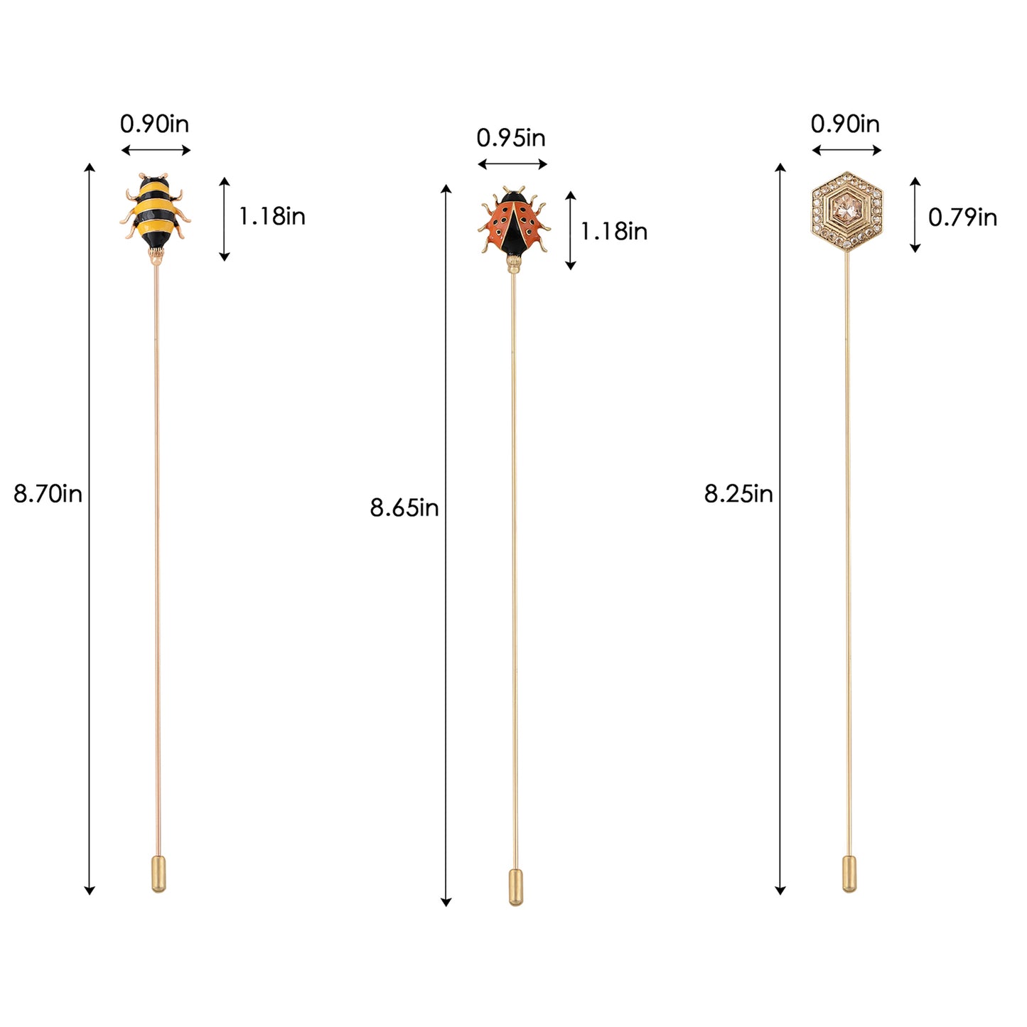 Alilang Assorted Decorative Hat Pin Brooch Set of 3 Includes Animal Floral Vintage Designs for Stylish Accessory Use