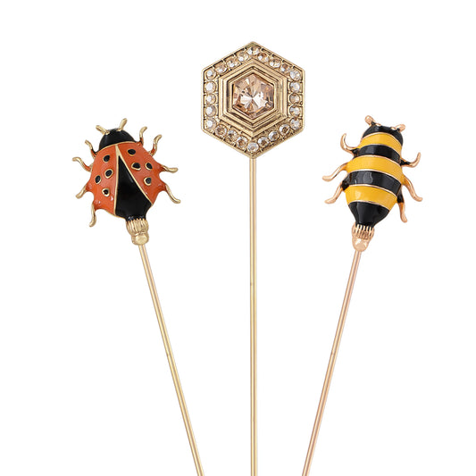 Alilang Assorted Decorative Hat Pin Brooch Set of 3 Includes Animal Floral Vintage Designs for Stylish Accessory Use