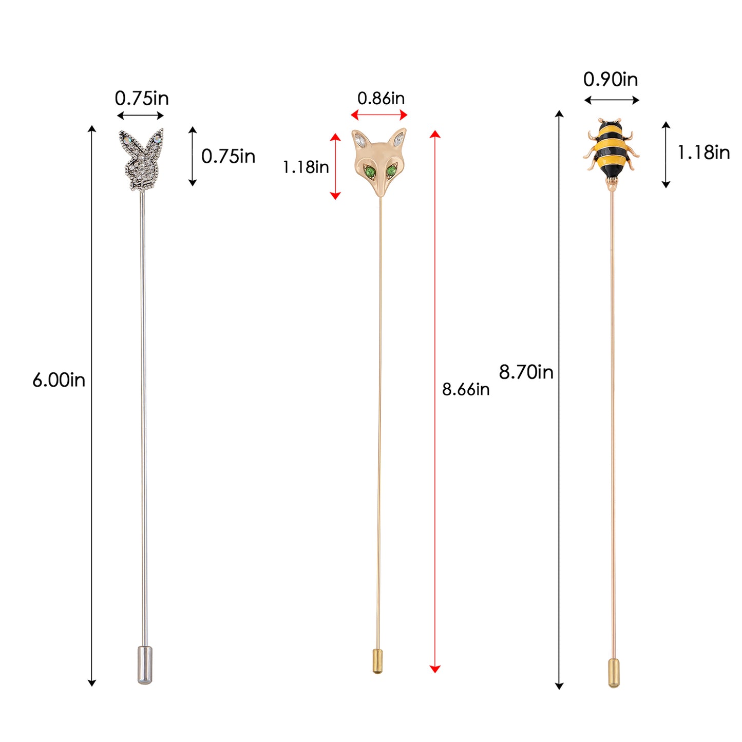 Alilang Assorted Decorative Hat Pin Brooch Set of 3 Includes Animal Floral Vintage Designs for Stylish Accessory Use