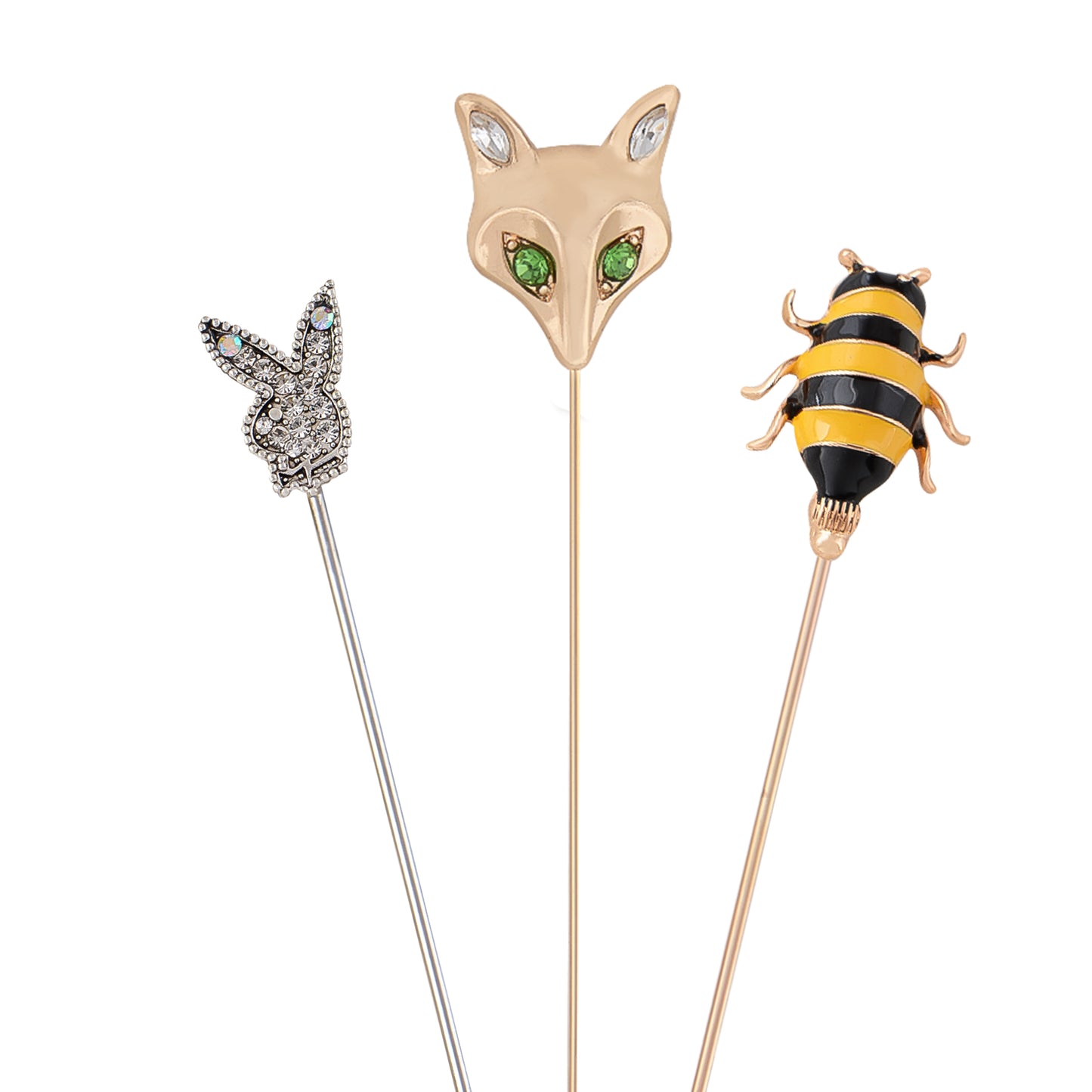 Alilang Assorted Decorative Hat Pin Brooch Set of 3 Includes Animal Floral Vintage Designs for Stylish Accessory Use