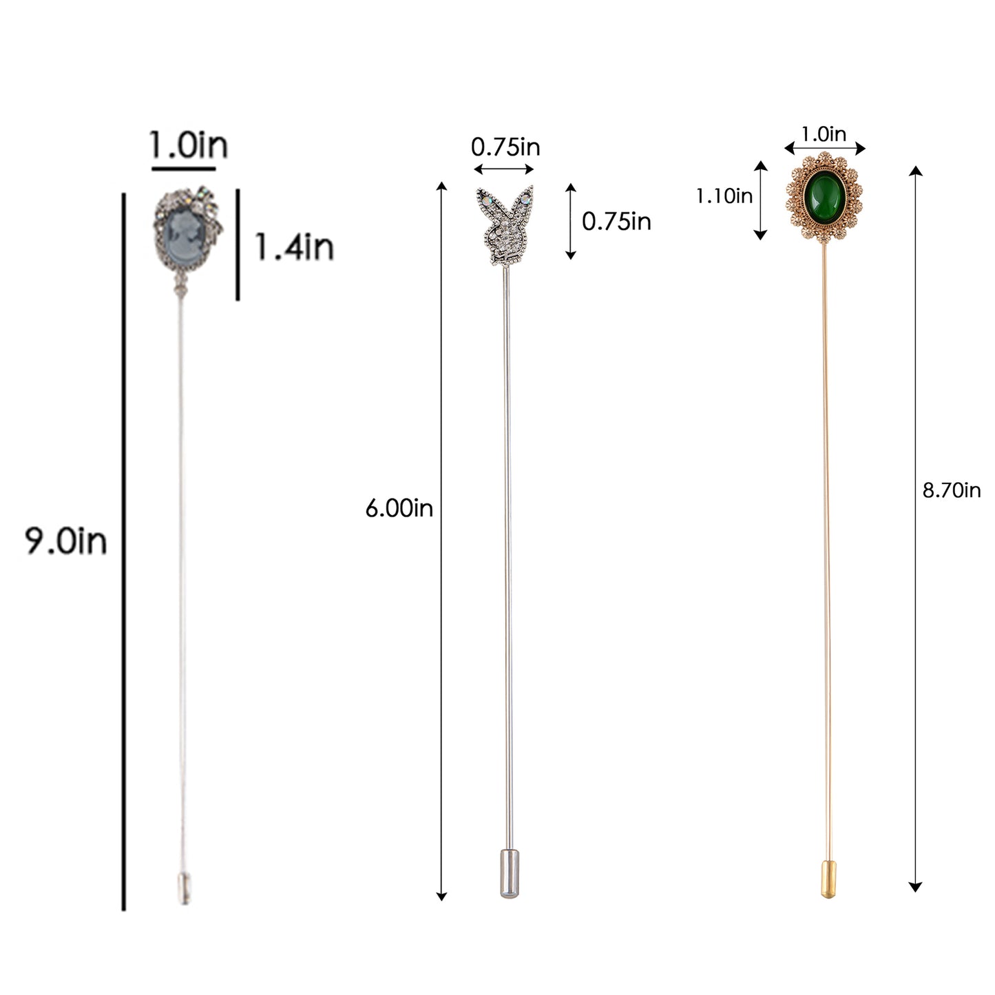 Alilang Assorted Decorative Hat Pin Brooch Set of 3 Includes Animal Floral Vintage Designs for Stylish Accessory Use