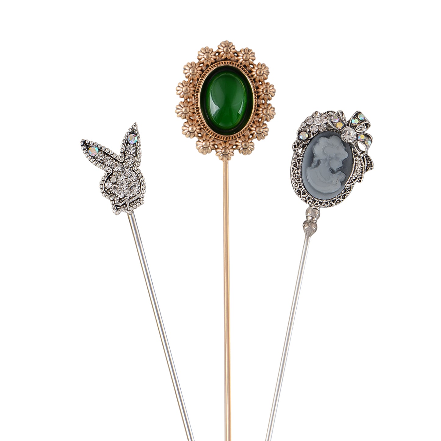 Alilang Assorted Decorative Hat Pin Brooch Set of 3 Includes Animal Floral Vintage Designs for Stylish Accessory Use