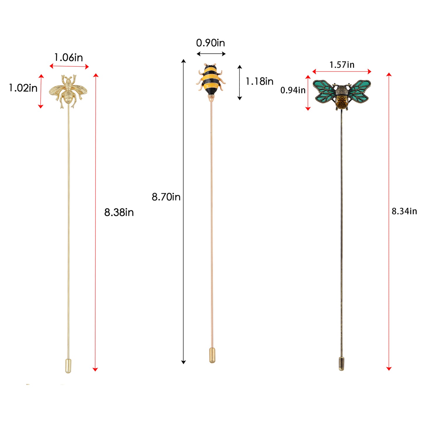 Alilang Assorted Decorative Hat Pin Brooch Set of 3 Includes Animal Floral Vintage Designs for Stylish Accessory Use