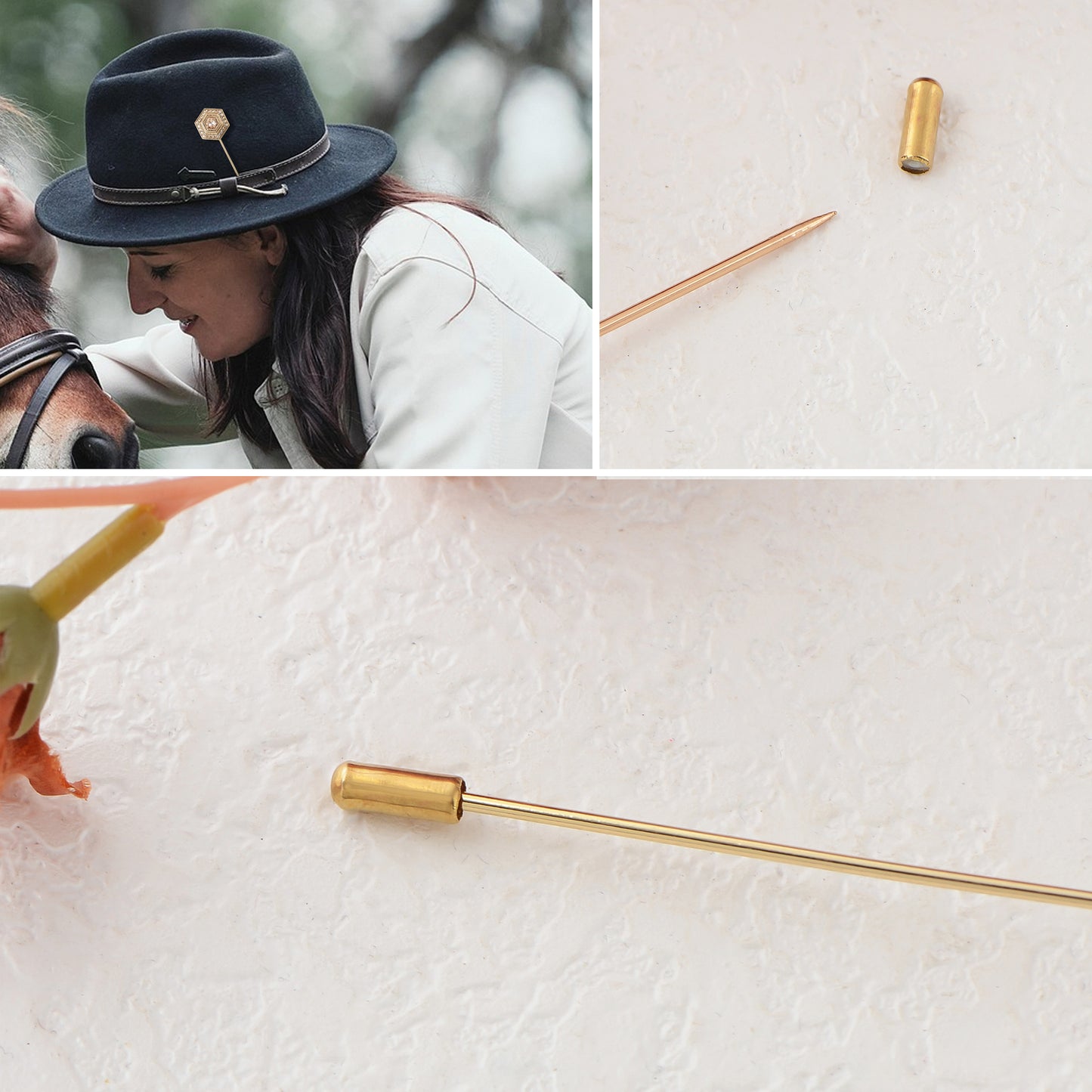 Alilang Assorted Decorative Hat Pin Brooch Set of 3 Includes Animal Floral Vintage Designs for Stylish Accessory Use