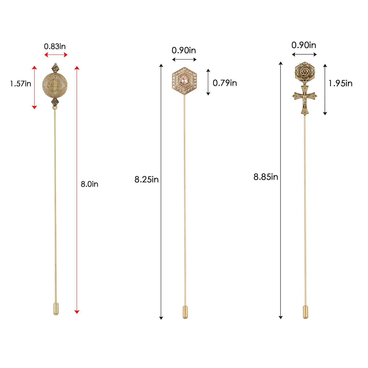 Alilang Assorted Decorative Hat Pin Brooch Set of 3 Includes Animal Floral Vintage Designs for Stylish Accessory Use