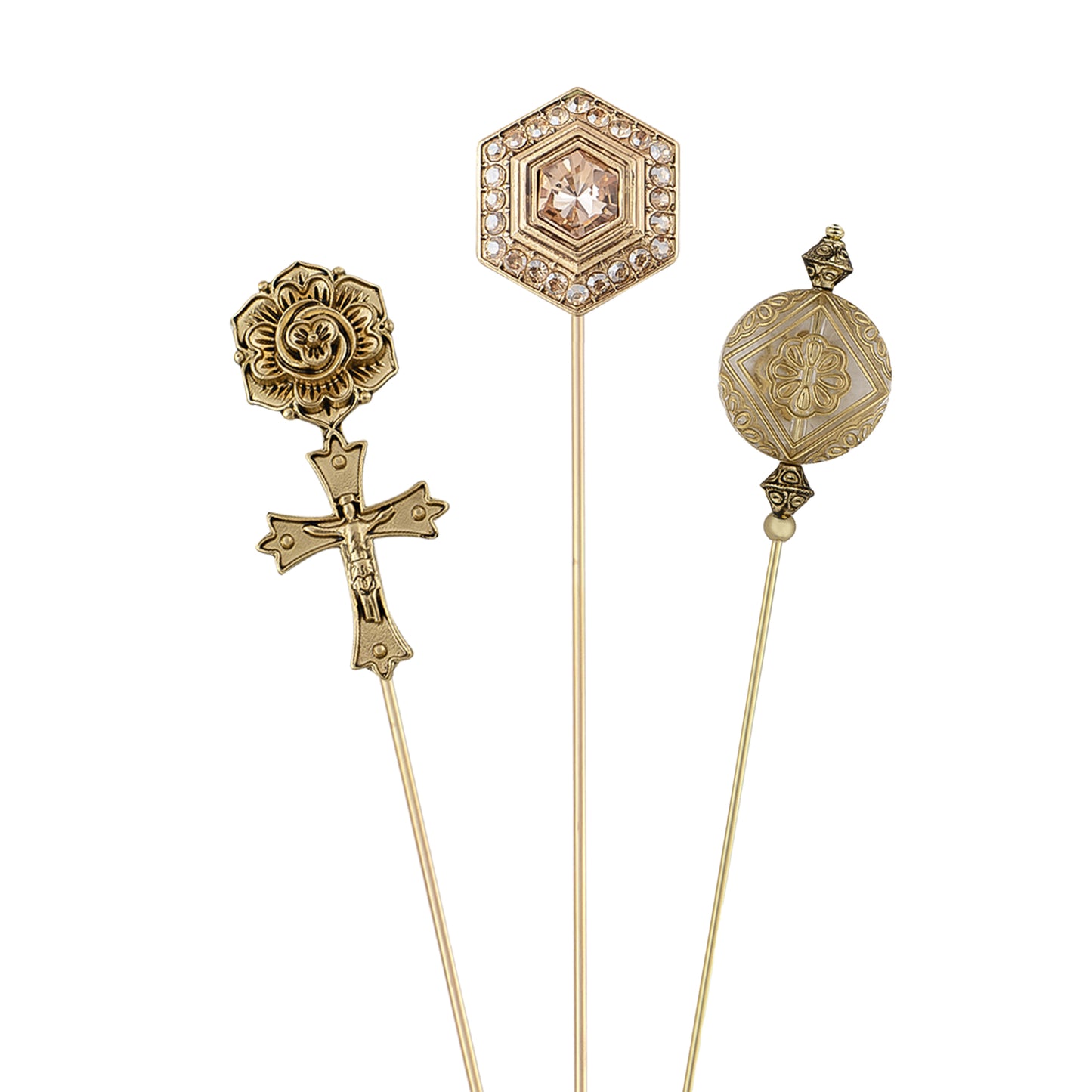 Alilang Assorted Decorative Hat Pin Brooch Set of 3 Includes Animal Floral Vintage Designs for Stylish Accessory Use