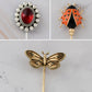 Alilang Assorted Decorative Hat Pin Brooch Set of 3 Includes Animal Floral Vintage Designs for Stylish Accessory Use
