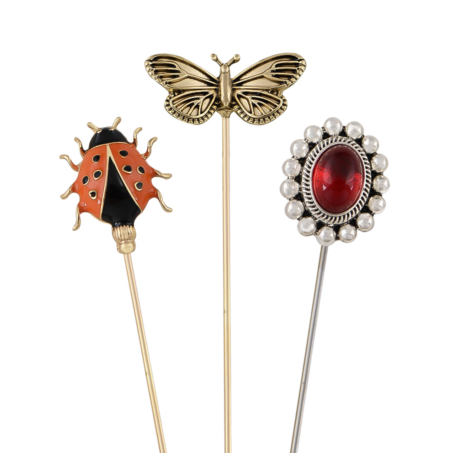 Alilang Assorted Decorative Hat Pin Brooch Set of 3 Includes Animal Floral Vintage Designs for Stylish Accessory Use