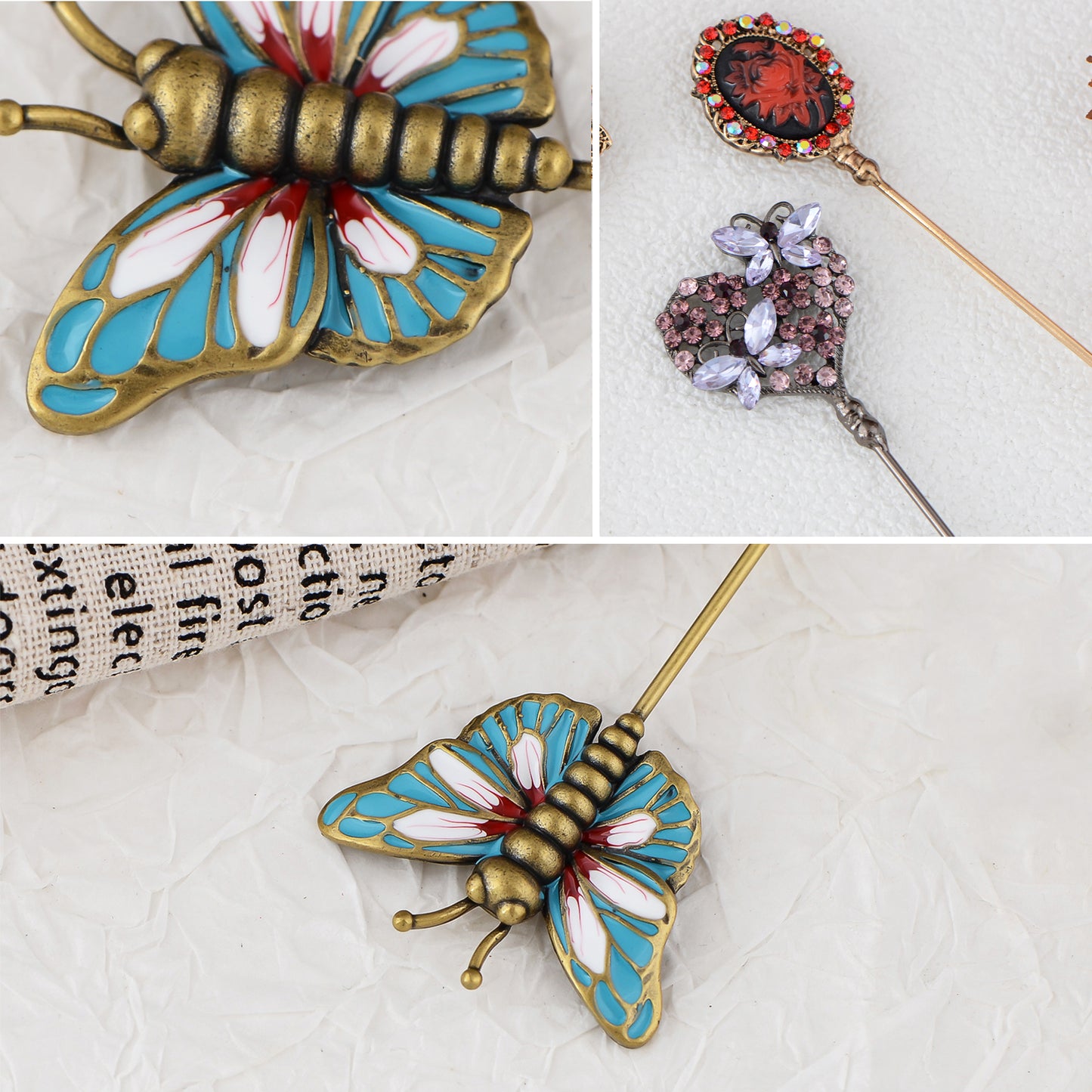 Alilang Assorted Decorative Hat Pin Brooch Set of 3 Includes Animal Floral Vintage Designs for Stylish Accessory Use