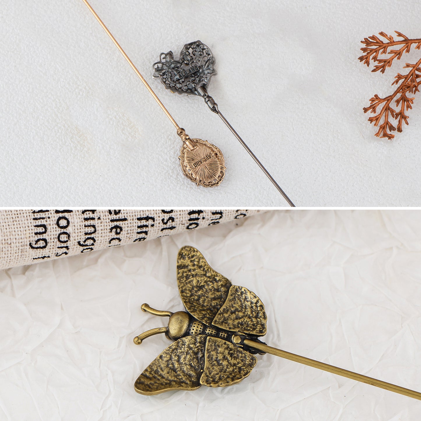 Alilang Assorted Decorative Hat Pin Brooch Set of 3 Includes Animal Floral Vintage Designs for Stylish Accessory Use