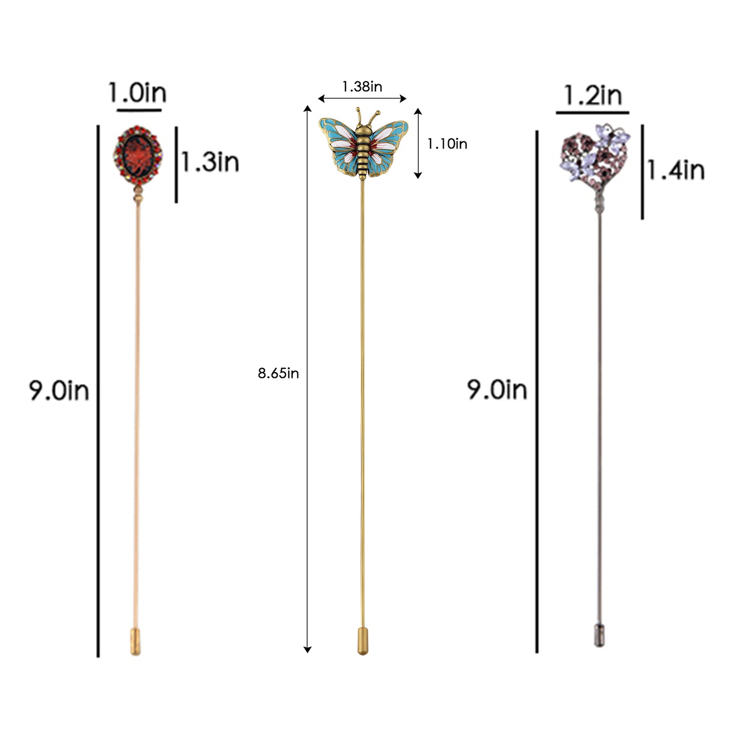 Alilang Assorted Decorative Hat Pin Brooch Set of 3 Includes Animal Floral Vintage Designs for Stylish Accessory Use