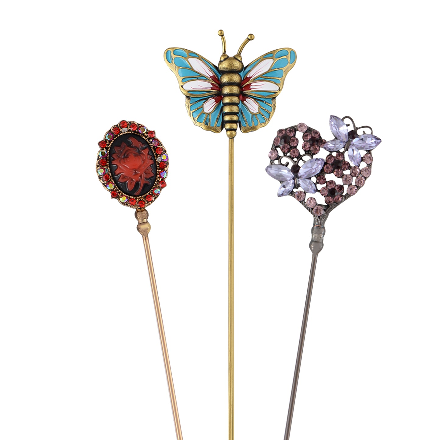 Alilang Assorted Decorative Hat Pin Brooch Set of 3 Includes Animal Floral Vintage Designs for Stylish Accessory Use