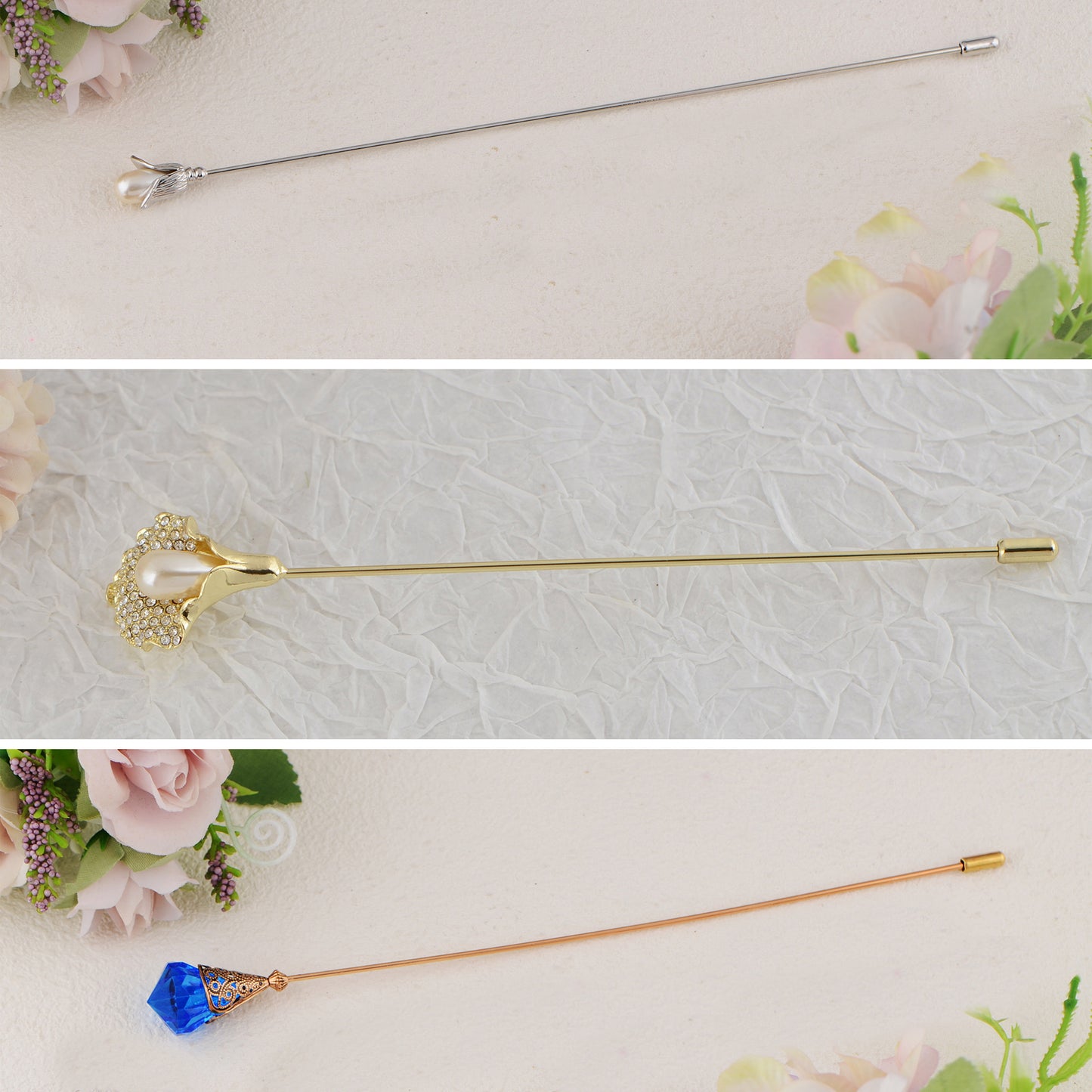 Alilang Assorted Decorative Hat Pin Brooch Set of 3 Includes Animal Floral Vintage Designs for Stylish Accessory Use