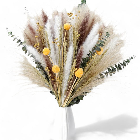 Alilang Decorative Dried Flower Bouquet with Natural Grasses for Home Decoration and Event Centerpieces