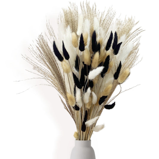Alilang Decorative Dried Bunny Tail Grass Bouquet with Contrasting Textures for Home Decoration