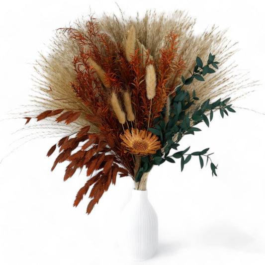 Alilang Dried Floral Bouquet with Pampas Grass, Baby¡¯s Breath, and Eucalyptus