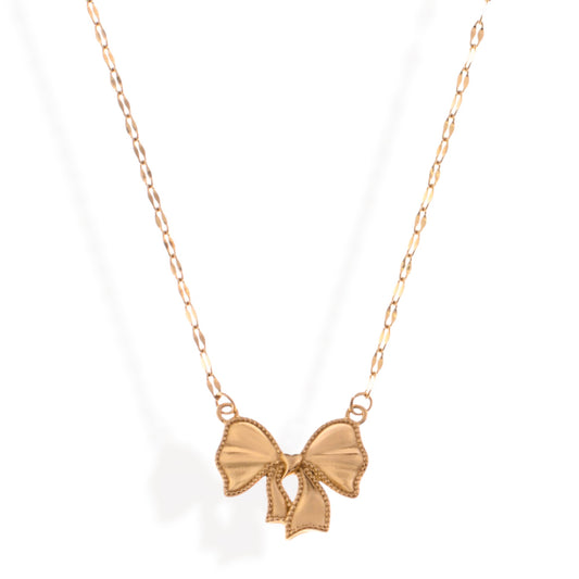 Alilang Women's Gold Tone Bow Pendant Necklace on Delicate Chain