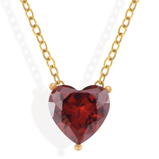 Alilang Gold Tone Necklace with Heart-Shaped Crystal Pendant
