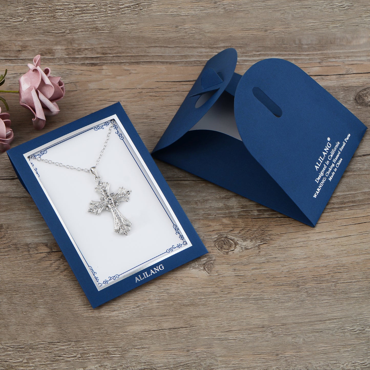 Alilang Silvery Tone Celtic Cross Pendant Necklace with Religious Gift Message Card & Envelope Christian Jewelry Gifts