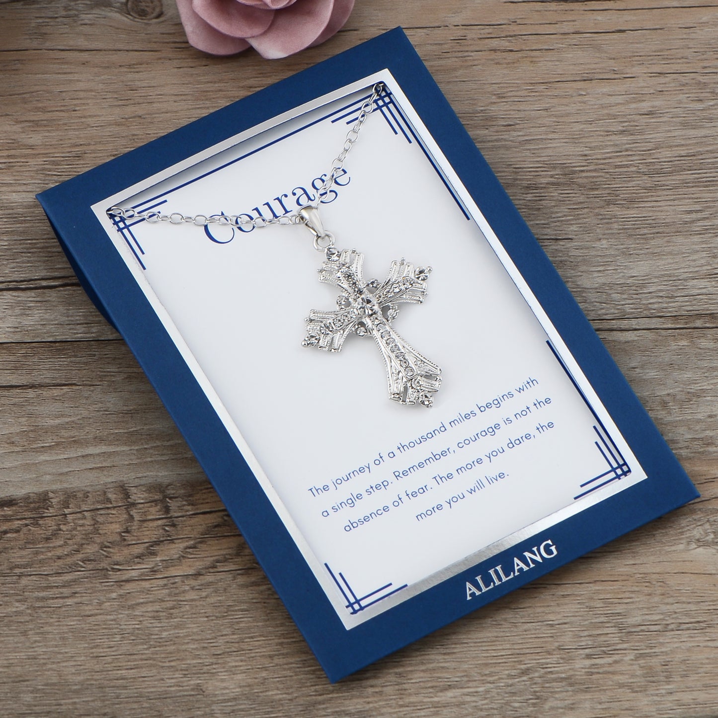 Alilang Silvery Tone Celtic Cross Pendant Necklace with Religious Gift Message Card & Envelope Christian Jewelry Gifts