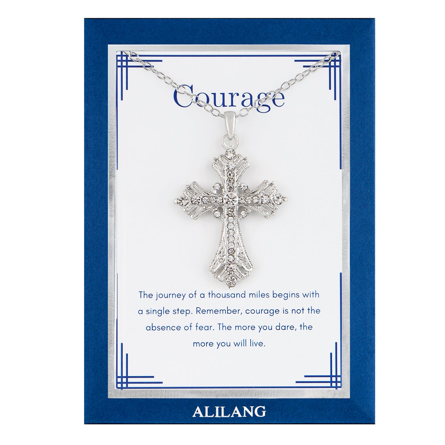 Alilang Silvery Tone Celtic Cross Pendant Necklace with Religious Gift Message Card & Envelope Christian Jewelry Gifts