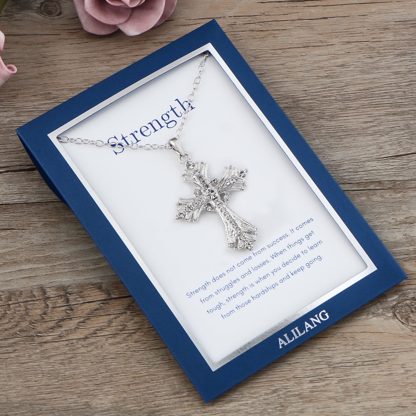 Alilang Silvery Tone Celtic Cross Pendant Necklace with Religious Gift Message Card & Envelope Christian Jewelry Gifts