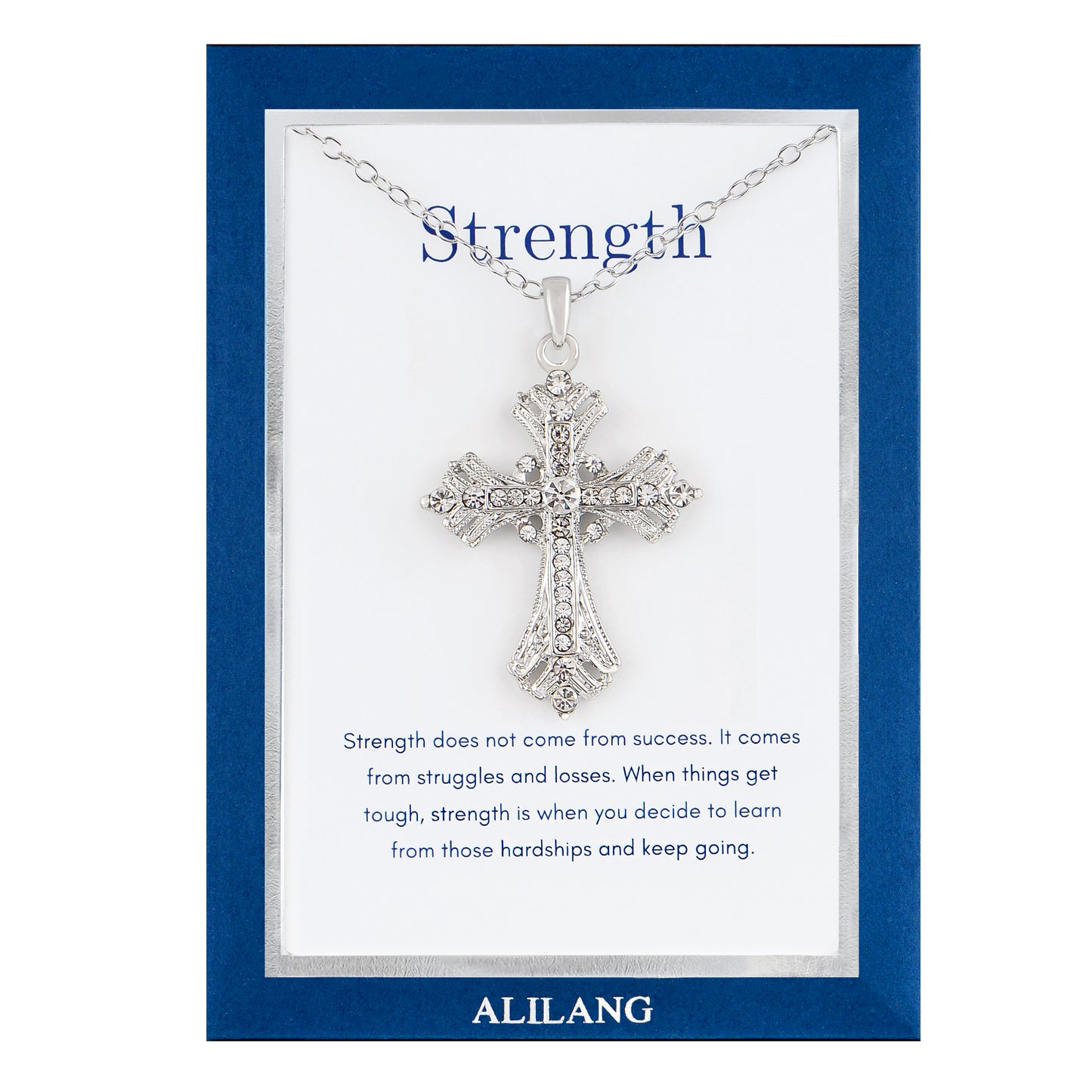 Alilang Silvery Tone Celtic Cross Pendant Necklace with Religious Gift Message Card & Envelope Christian Jewelry Gifts