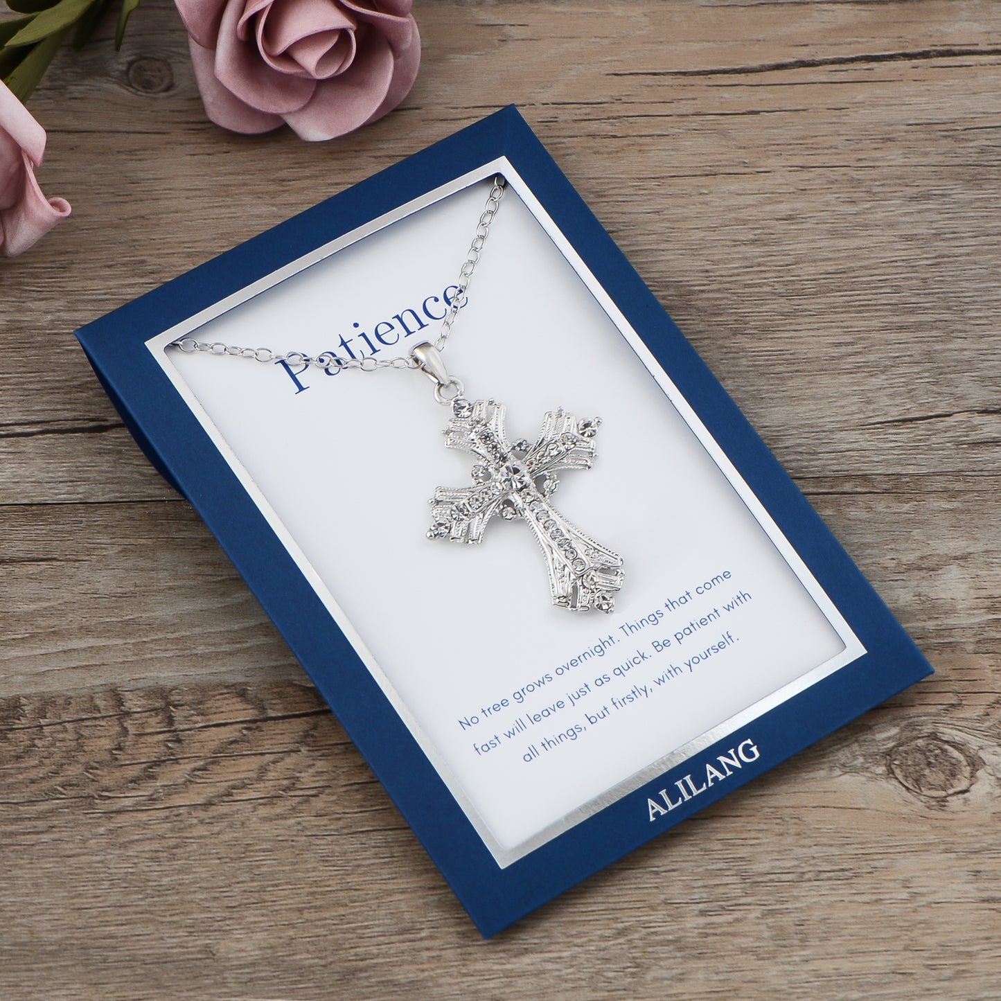 Alilang Silvery Tone Celtic Cross Pendant Necklace with Religious Gift Message Card & Envelope Christian Jewelry Gifts